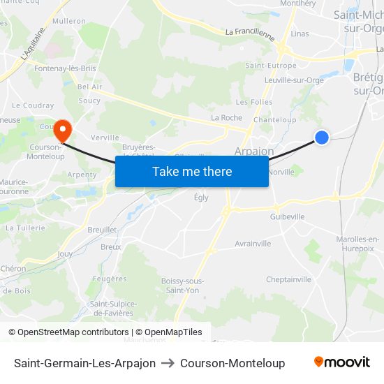 Saint-Germain-Les-Arpajon to Courson-Monteloup map