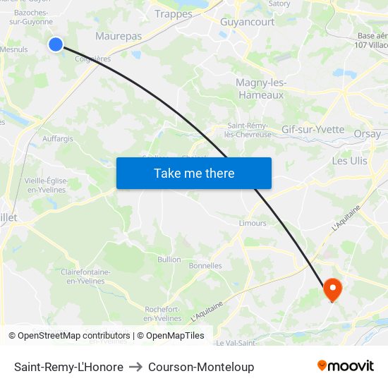 Saint-Remy-L'Honore to Courson-Monteloup map