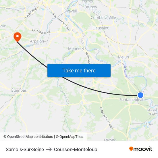 Samois-Sur-Seine to Courson-Monteloup map
