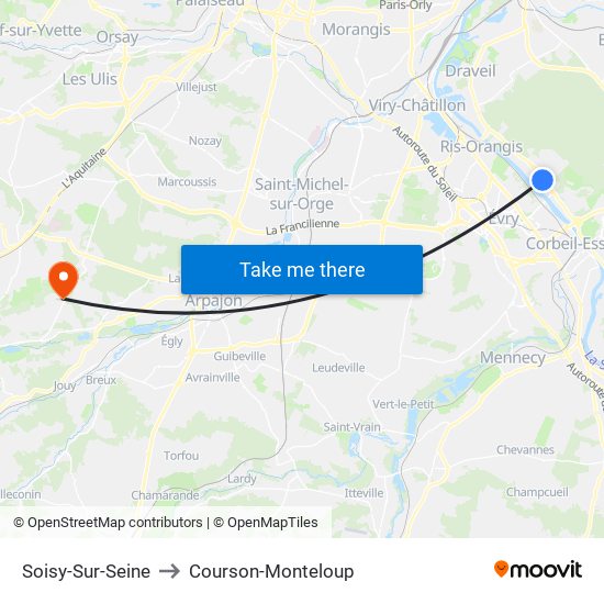 Soisy-Sur-Seine to Courson-Monteloup map