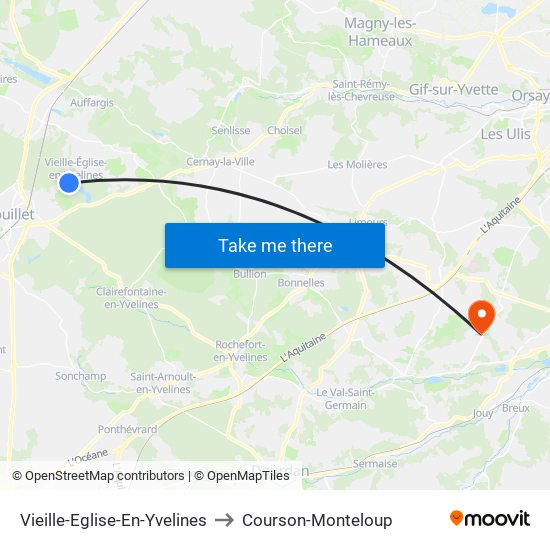 Vieille-Eglise-En-Yvelines to Courson-Monteloup map