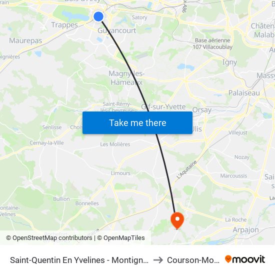 Saint-Quentin En Yvelines - Montigny-Le-Bretonneux to Courson-Monteloup map