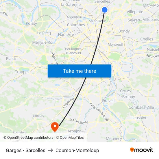 Garges - Sarcelles to Courson-Monteloup map