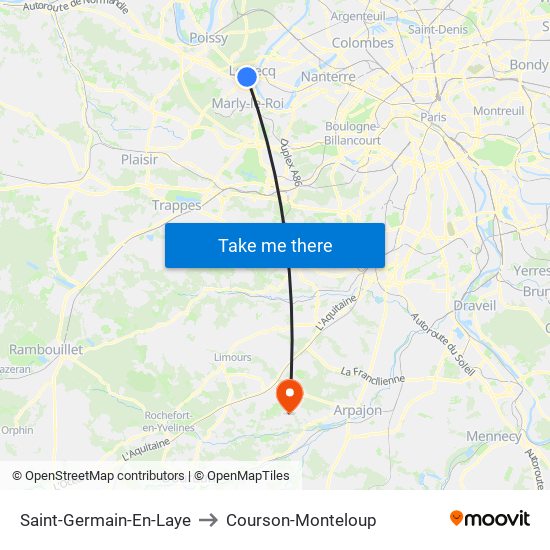 Saint-Germain-En-Laye to Courson-Monteloup map