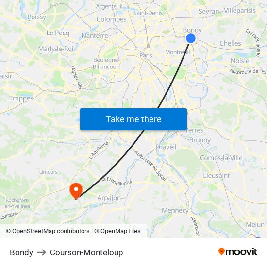 Bondy to Courson-Monteloup map