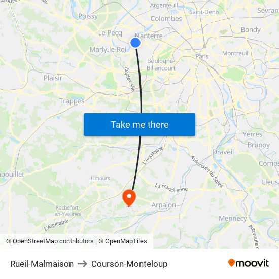 Rueil-Malmaison to Courson-Monteloup map