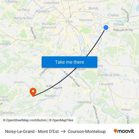Noisy-Le-Grand - Mont D'Est to Courson-Monteloup map