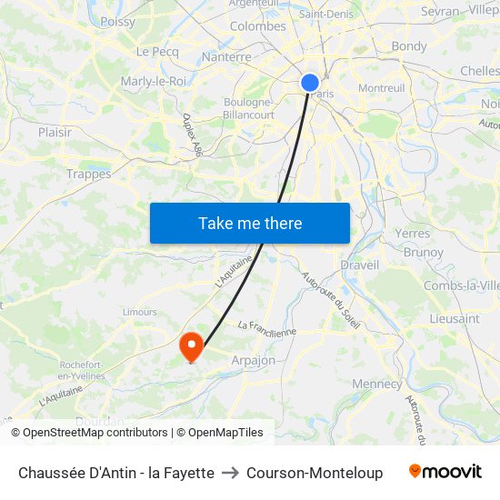 Chaussée D'Antin - la Fayette to Courson-Monteloup map