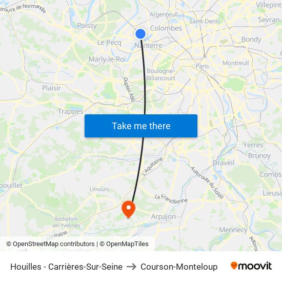 Houilles - Carrières-Sur-Seine to Courson-Monteloup map