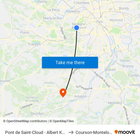 Pont de Saint-Cloud - Albert Kahn to Courson-Monteloup map