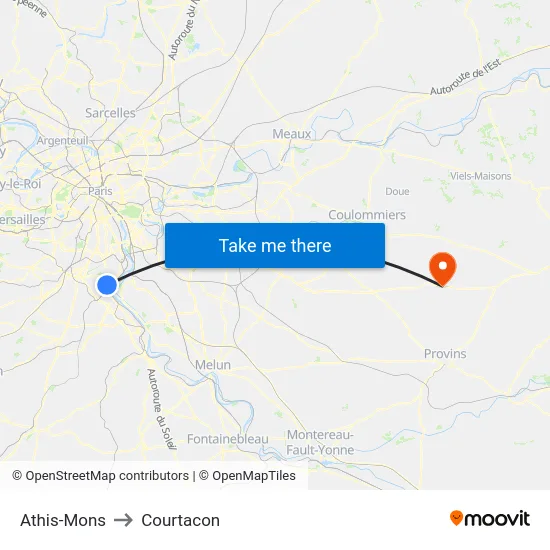 Athis-Mons to Courtacon map