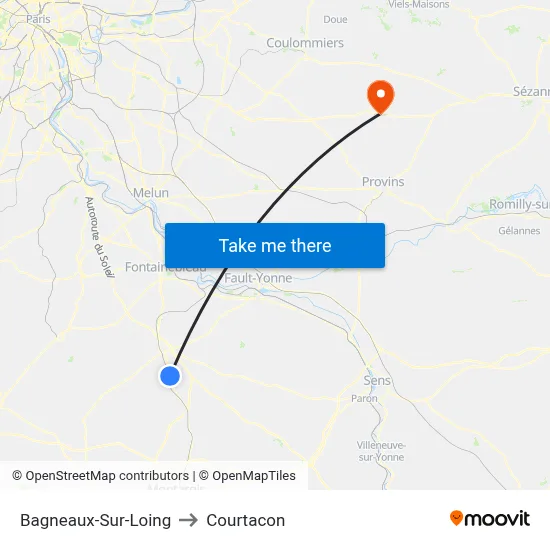 Bagneaux-Sur-Loing to Courtacon map