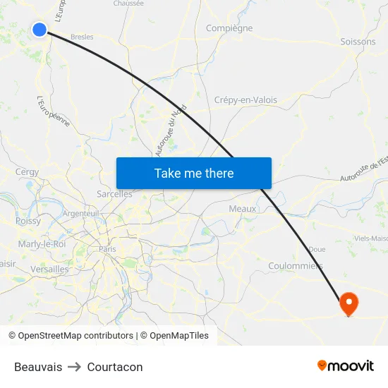 Beauvais to Courtacon map