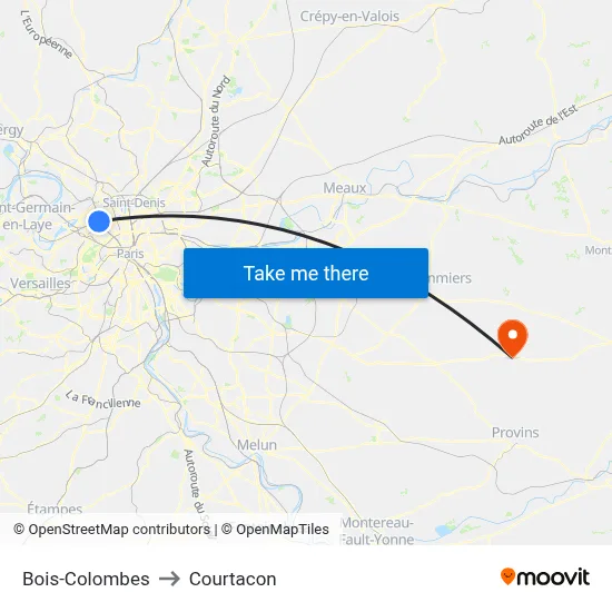 Bois-Colombes to Courtacon map