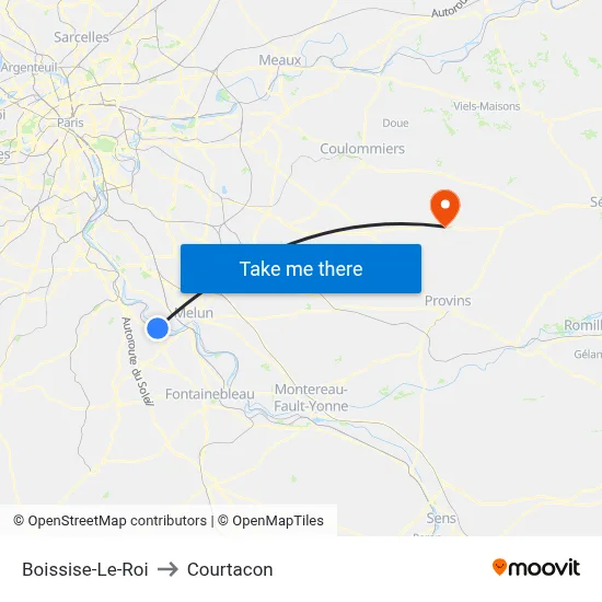 Boissise-Le-Roi to Courtacon map