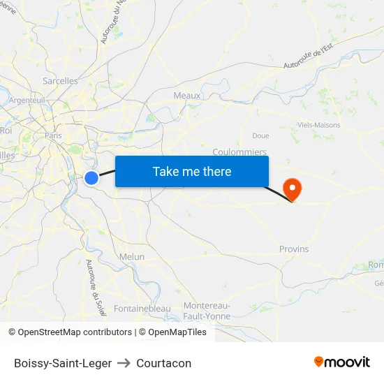 Boissy-Saint-Leger to Courtacon map