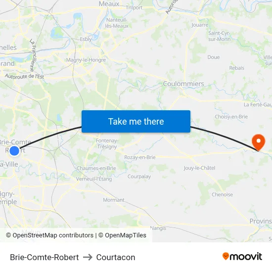 Brie-Comte-Robert to Courtacon map