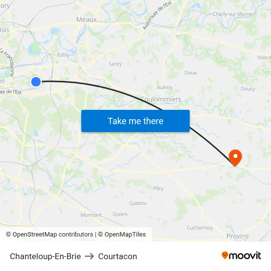 Chanteloup-En-Brie to Courtacon map