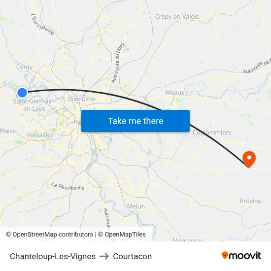 Chanteloup-Les-Vignes to Courtacon map