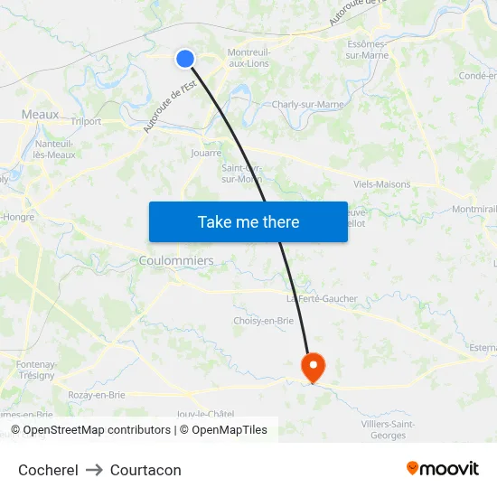 Cocherel to Courtacon map