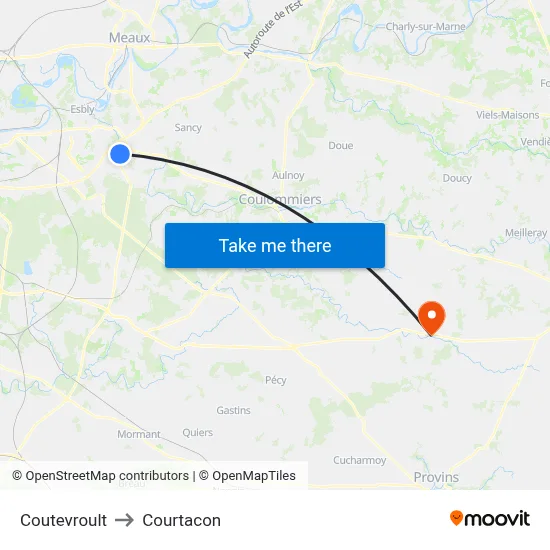 Coutevroult to Courtacon map