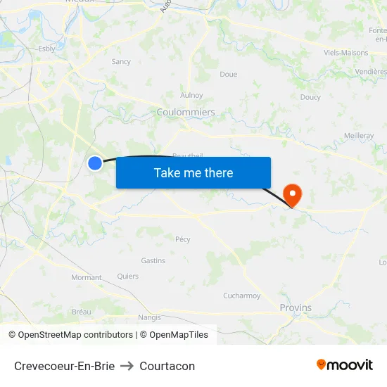 Crevecoeur-En-Brie to Courtacon map