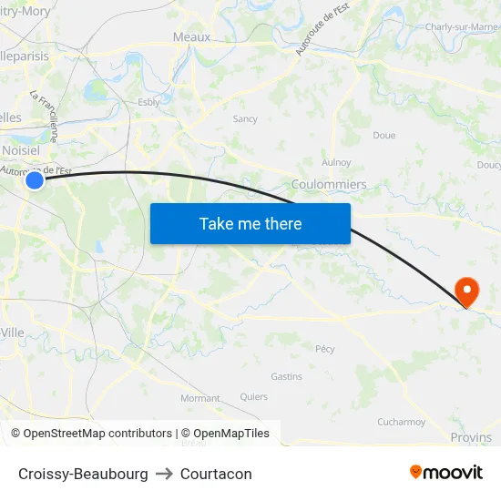 Croissy-Beaubourg to Courtacon map