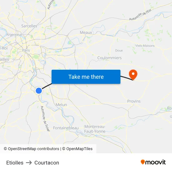 Etiolles to Courtacon map