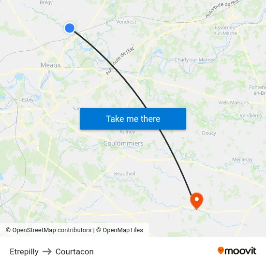 Etrepilly to Courtacon map