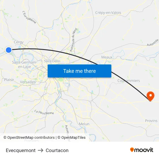 Evecquemont to Courtacon map