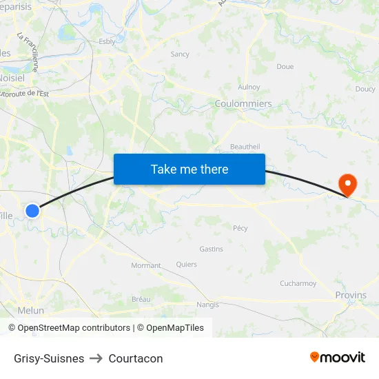Grisy-Suisnes to Courtacon map