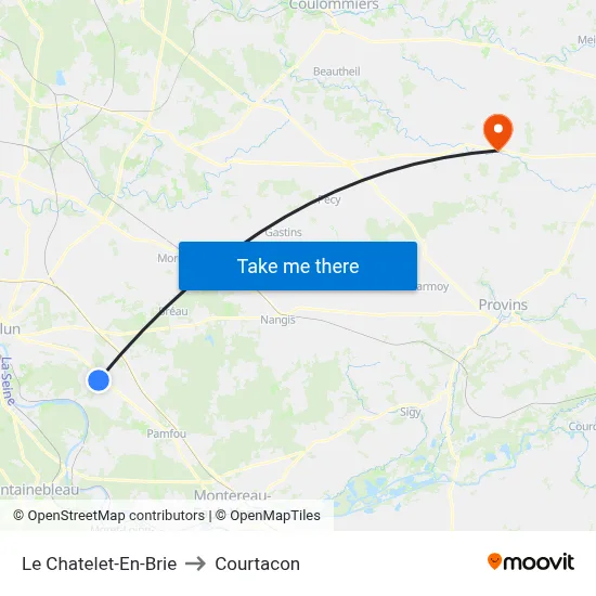 Le Chatelet-En-Brie to Courtacon map