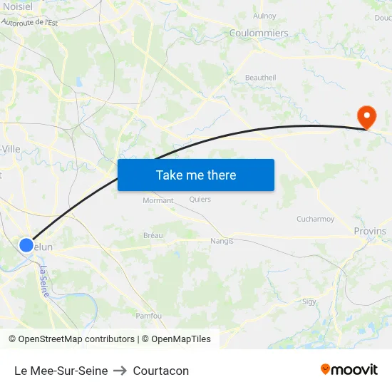 Le Mee-Sur-Seine to Courtacon map
