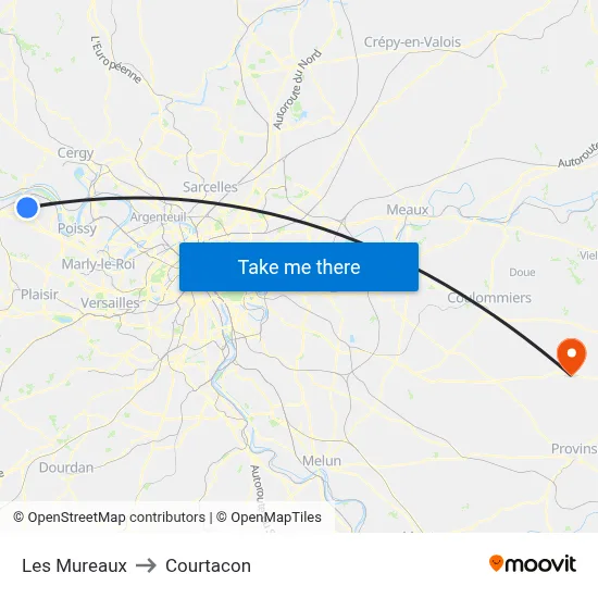 Les Mureaux to Courtacon map
