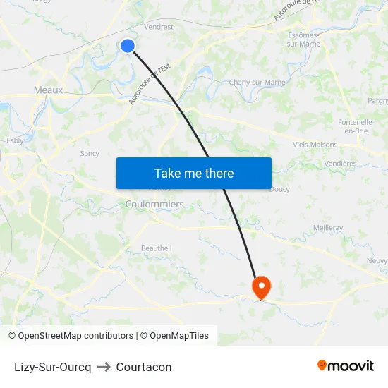 Lizy-Sur-Ourcq to Courtacon map