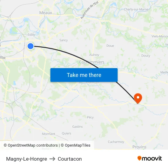 Magny-Le-Hongre to Courtacon map