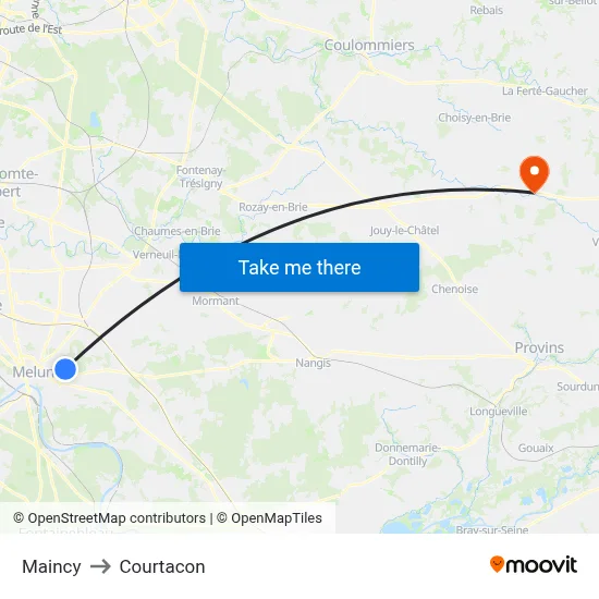 Maincy to Courtacon map