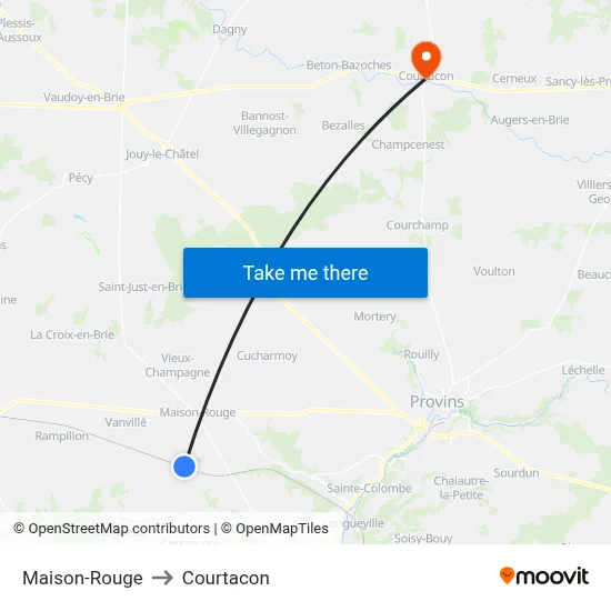 Maison-Rouge to Courtacon map