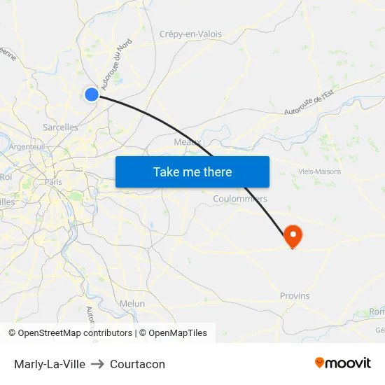 Marly-La-Ville to Courtacon map