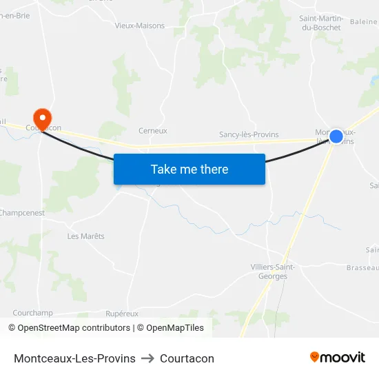 Montceaux-Les-Provins to Courtacon map