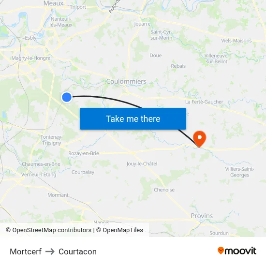 Mortcerf to Courtacon map