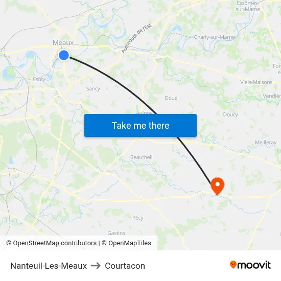 Nanteuil-Les-Meaux to Courtacon map