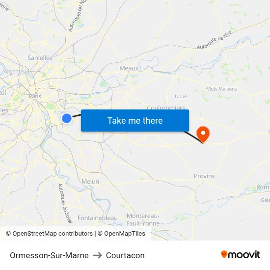 Ormesson-Sur-Marne to Courtacon map