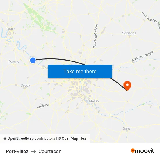Port-Villez to Courtacon map