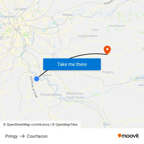 Pringy to Courtacon map