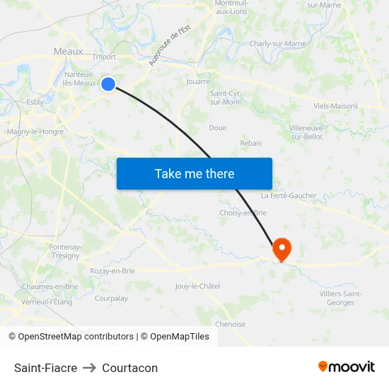 Saint-Fiacre to Courtacon map