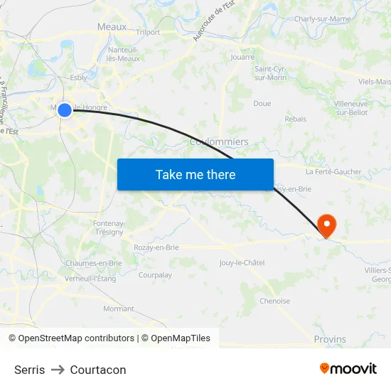 Serris to Courtacon map