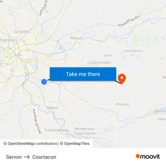 Servon to Courtacon map