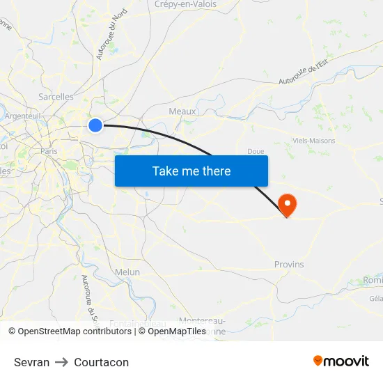 Sevran to Courtacon map