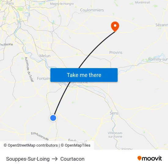Souppes-Sur-Loing to Courtacon map